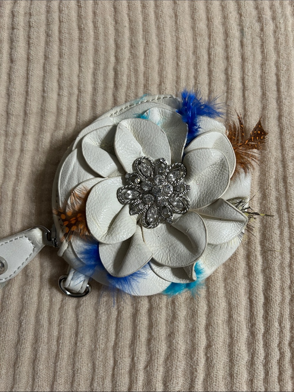 Jeweled and feathered coin purse